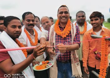 मटिहानी नपामा एक झुलङ्गे पुलको उद्घाटन अर्काको शिलान्यास