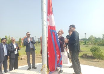 राष्ट्रियता झल्काउन विमानस्थलमा राष्ट्रिय झण्डा ठड्याइयो