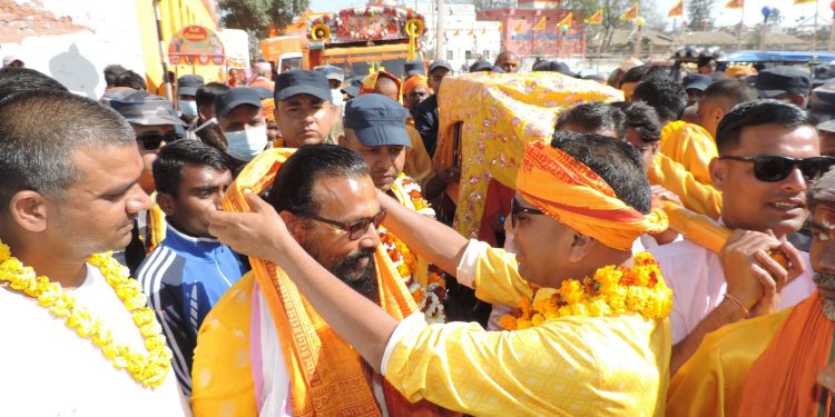 मटिहानीमा परिक्रमा यात्रुलाई भव्य स्वागत